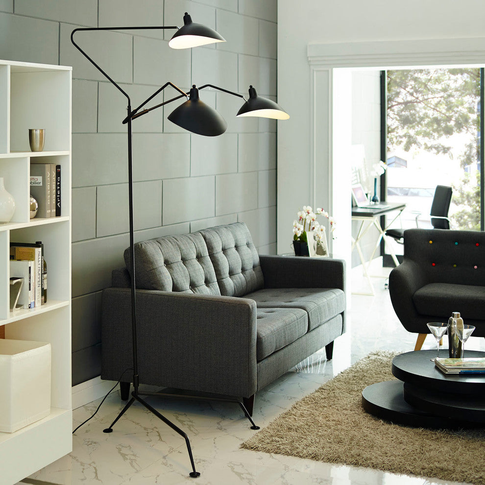 Modern Urban Contemporary Stainless Steel Floor Lamp, Black Steel