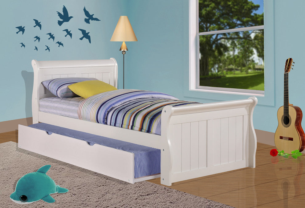 Donco Kids Evanson Twin Sleigh Bed With Rollout Trundle