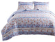 Benzara BM282008 Microfiber Queen Quilt Set, Floral Print, Lace Trim, Multicolor