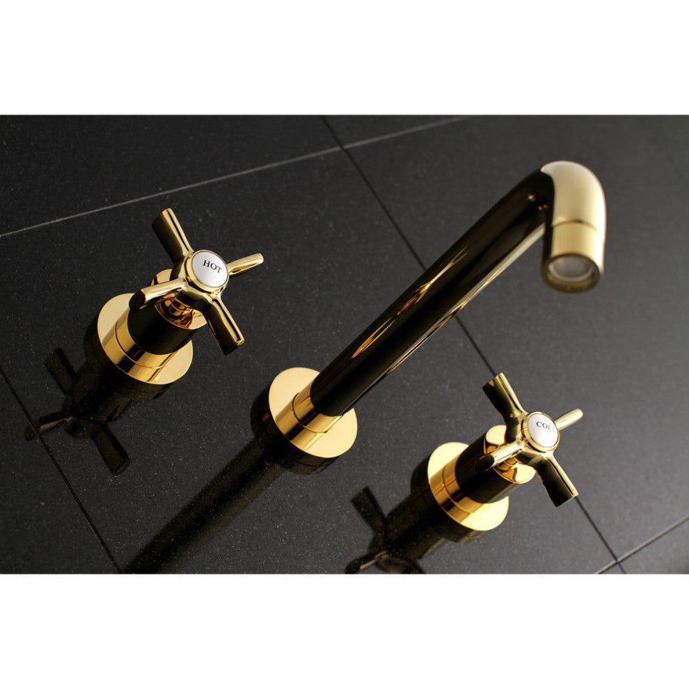 Kingston Brass 2-Handle Wall Mount Roman Tub Faucet, Polished Brass