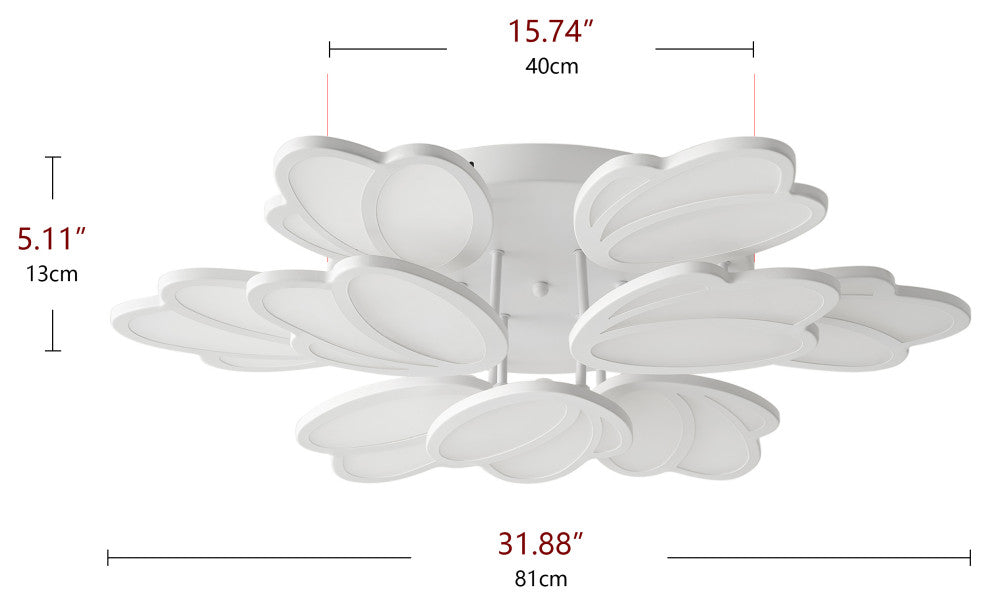 Modern Flower Petals Design LED Dimmable Semi Flush Mount Ceiling Light