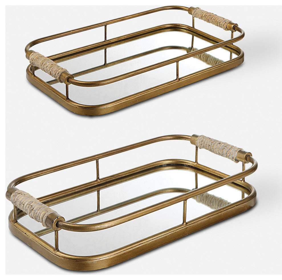Uttermost Rosea Brushed Gold Trays, Set of 2