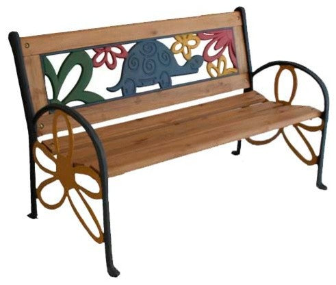 Tortoise Junior Park Bench, Cast Iron Kids Park Bench With Resin Back