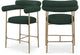 Blake Boucle Fabric Upholstered Counter Stool, Set of 2, Green, Brushed Finish