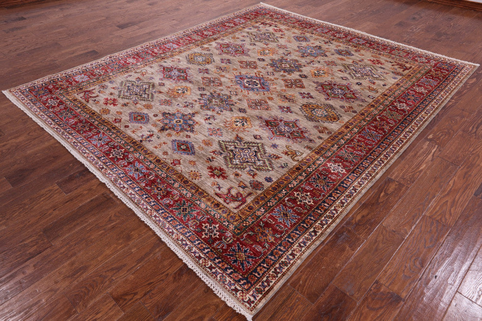 Super Kazak Hand Knotted Wool Rug 8' 0" X 9' 4" Q10346