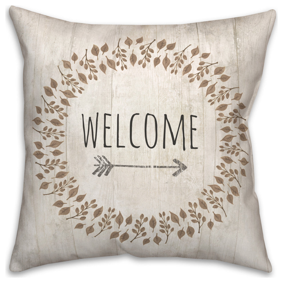 Autumn Welcome Wreath 16x16 Spun Poly Pillow
