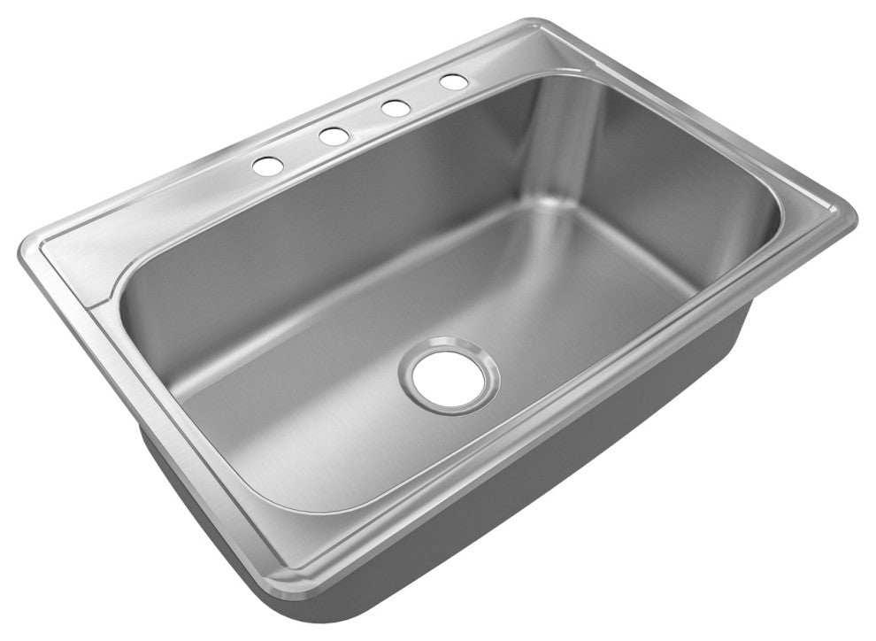 Sinber 33" Drop, Singel Bowl 304 Stainless Steel Kitchen Sink