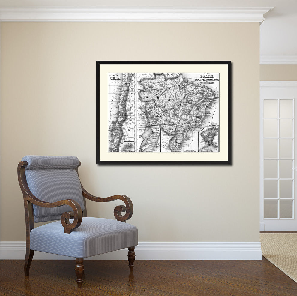 Afghanistan Persia Iraq Iran Vintage B&W Map Canvas Print, 28"x37"