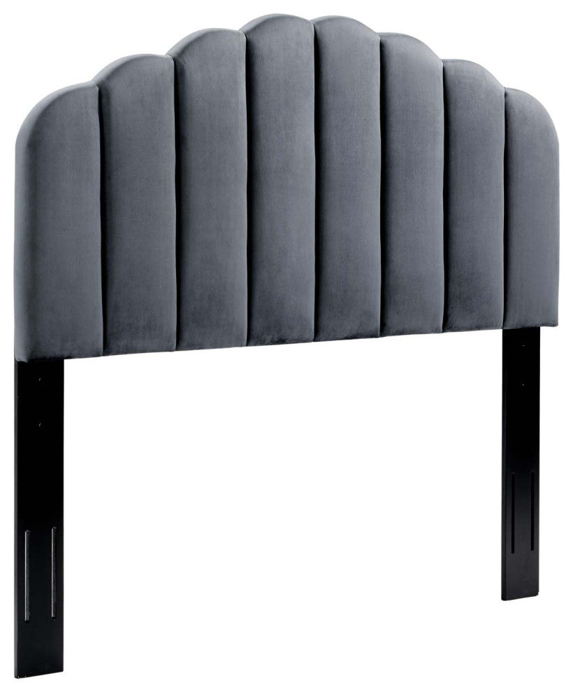 Veronique Twin Performance Velvet Headboard - Charcoal