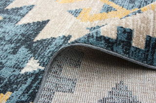 Aqua Mosaic Area Rug, Taupe/Blue, 5'x7'