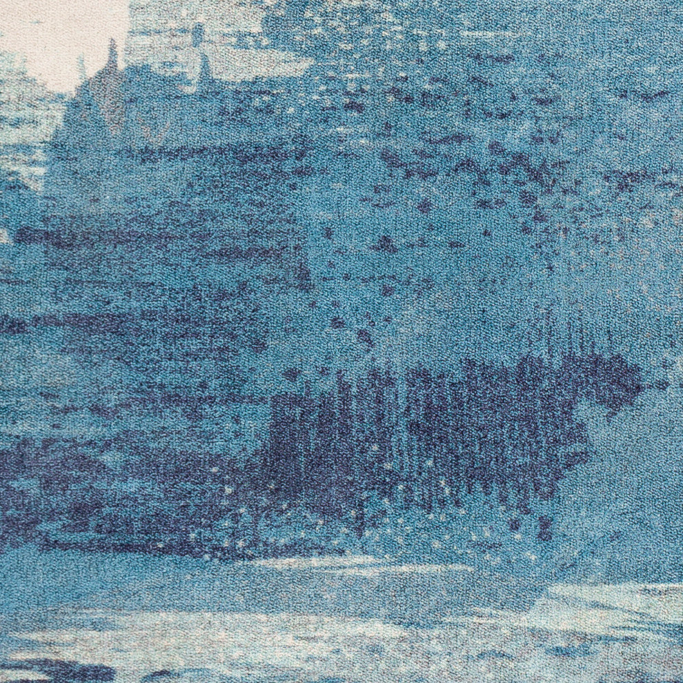 Surya Olivia OLV-2300 9'x12' Rug, Aqua/Bright Blue/Charcoal/Cream