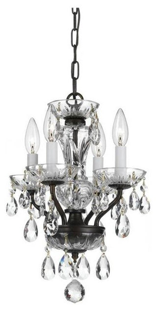Traditional Crystal 4-Light Mini Chandelier, English Bronze Finish