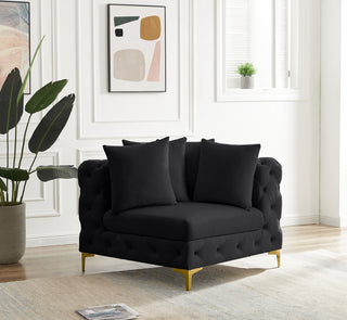 Tremblay Velvet Upholstered Corner Chair, Black