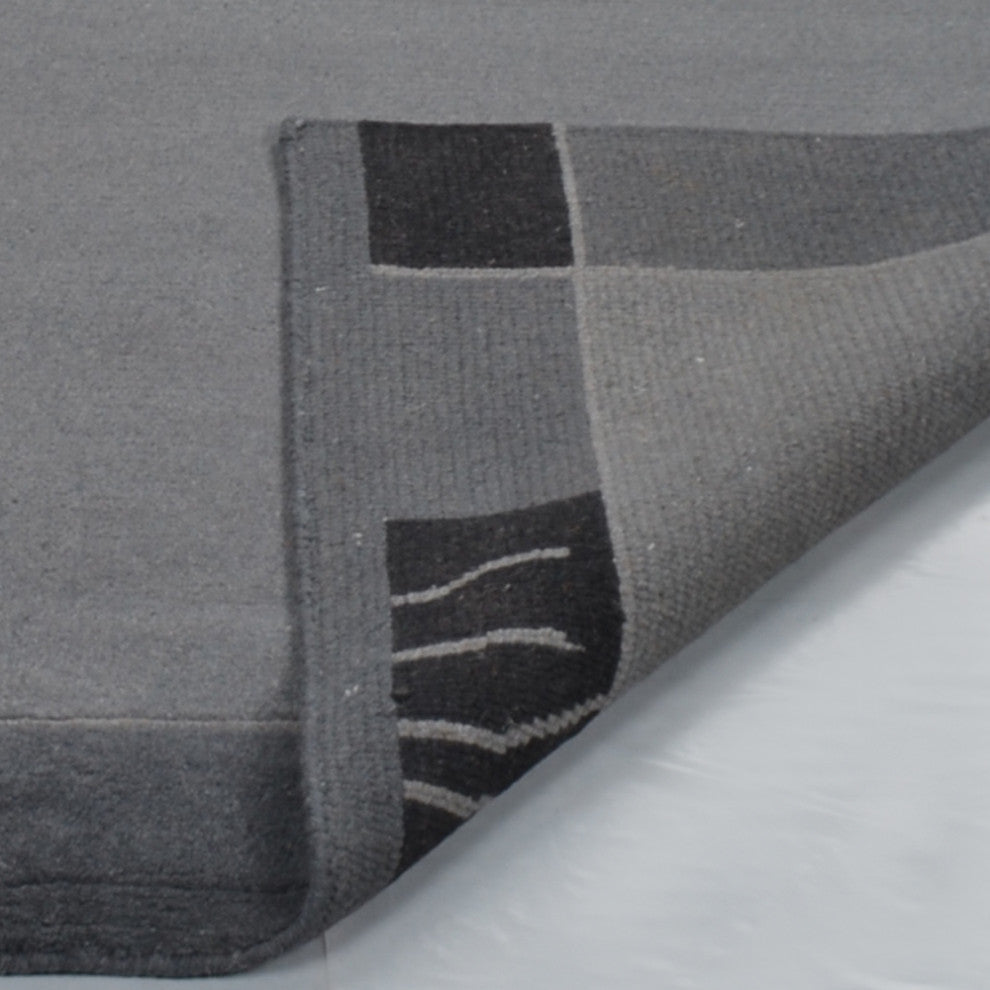 Hand Knotted Tibbati Wool Area Rug Contemporary Grey