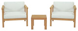 Bayport 3 Piece Outdoor Patio Teak Set EEI-3112-NAT-WHI-SET