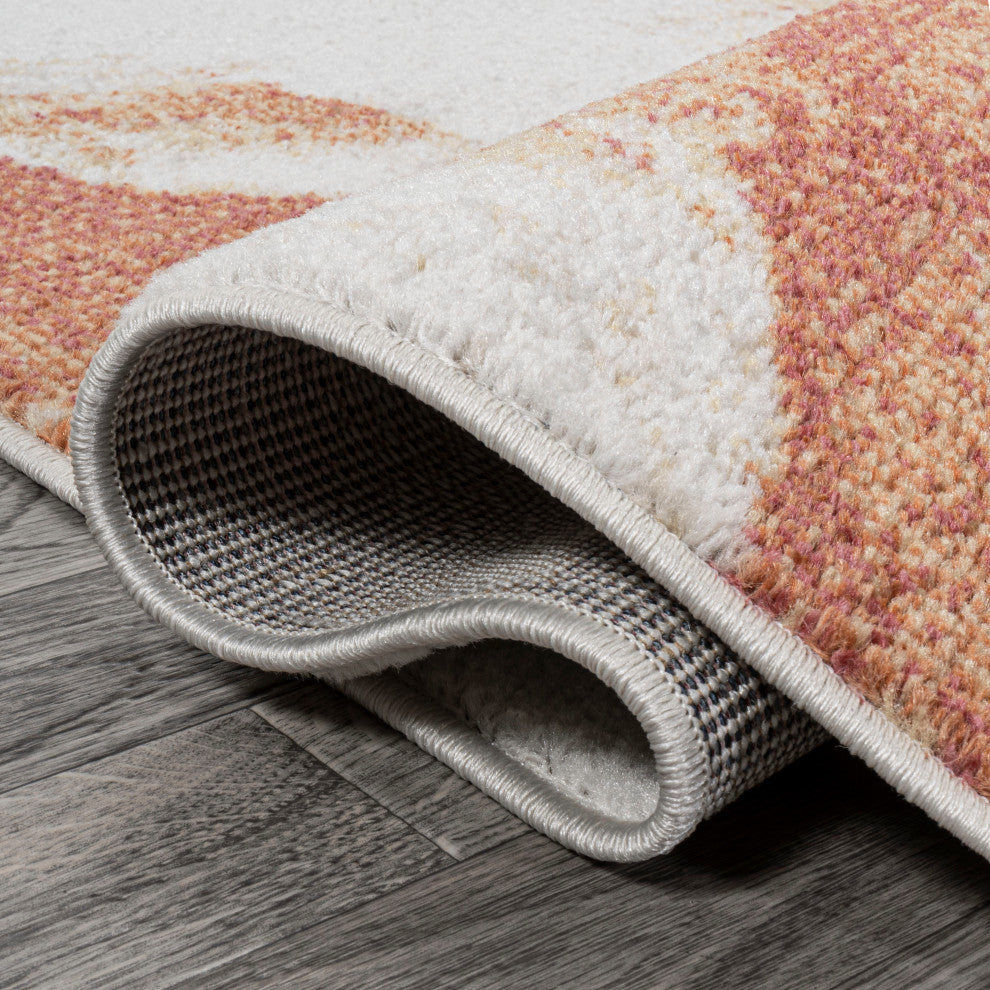 Petalo Abstract Two-Tone Modern Orange/Cream 2 ft. x 8 ft. Runner Rug