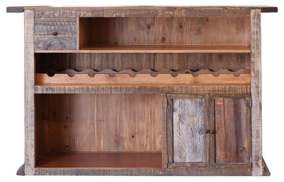 Bayshore 63" Multicolor Bar With Wine Rack 2 Drawers