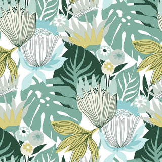 Retro Tropical Leaves Peel & Stick Wallpaper