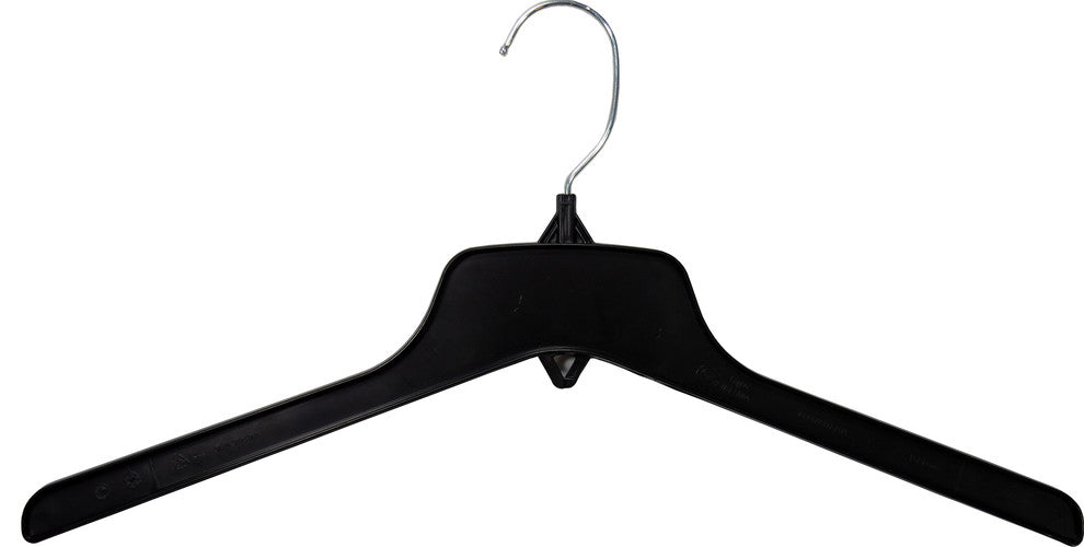 Recycled Stackable Black Plastic Hanger, 17"