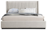Logan Beige Linen Textured Fabric Twin Bed, Beige, King