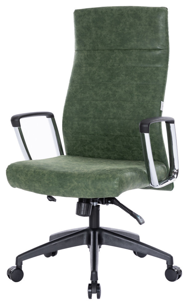 LeisureMod Hilton Modern High Back Leather Conference Office Chair, Green