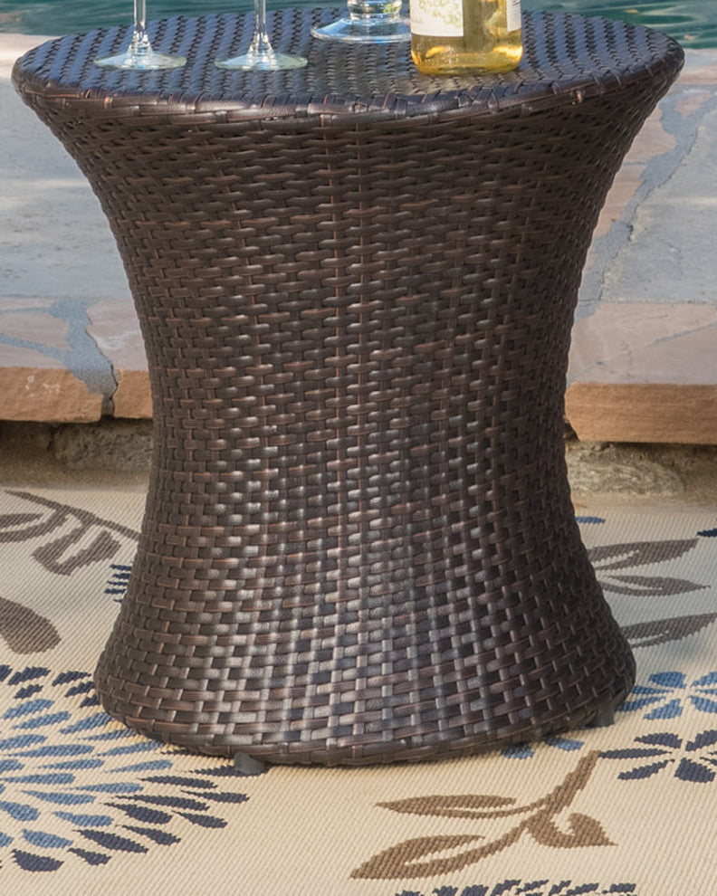 GDF Studio 3-Piece Tahitian Outdoors Brown Wicker Stacking Chair Chat Set