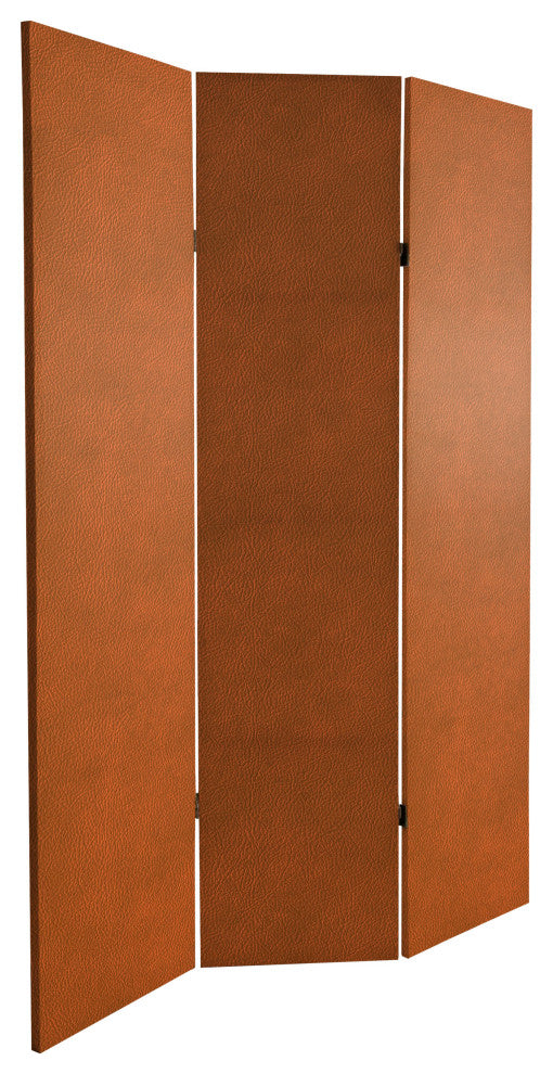 6' Tall Double Sided Leather Pattern Print Canvas Room Divider