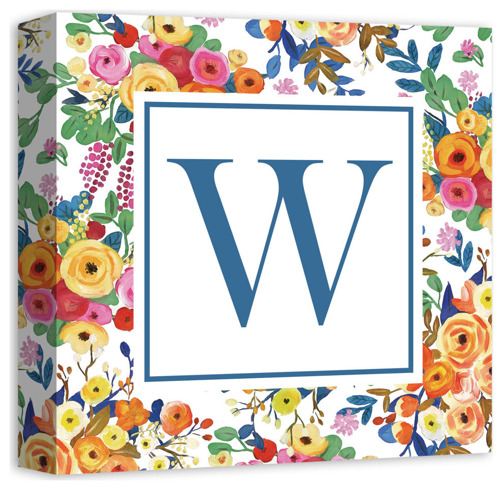 Wildflower Monogram - W 12x12 Canvas Wall Art