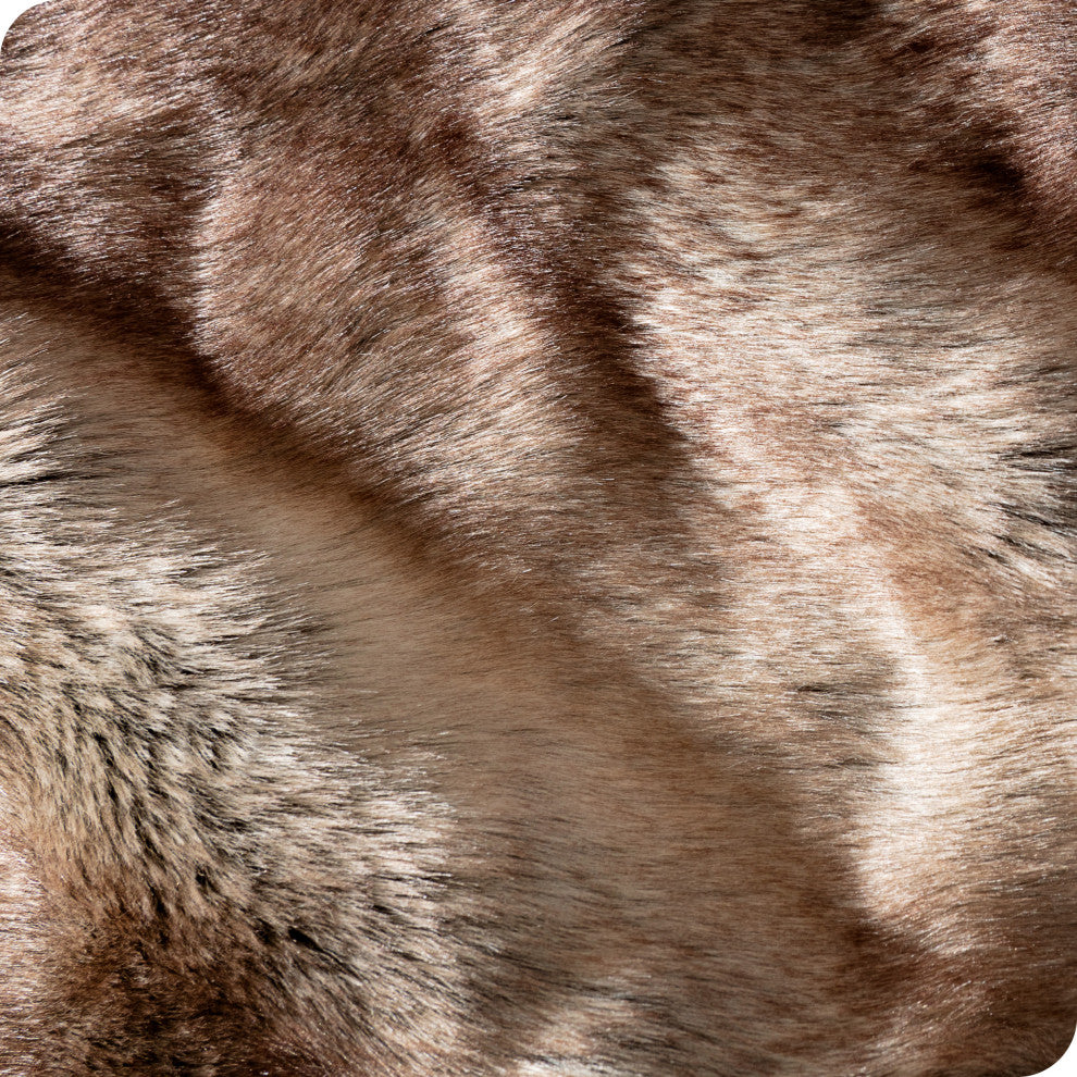 Faux Fur Blanket Ultra-Soft, Cozy, Variegated Mocha, Oversized, 60"x80"