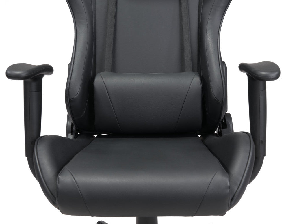 Computer Gaming Chair, Faux Vinyl Leather, Steel, Black, Home Business Office