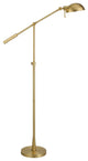 61" Brass Adjustable Swing Arm Floor Lamp With Gold Cone Shade
