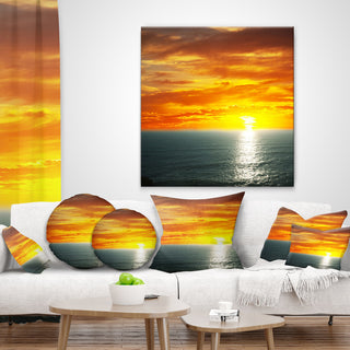 Fantastic Sunset Over Sea Waters Seashore Throw Pillow, 16"x16"