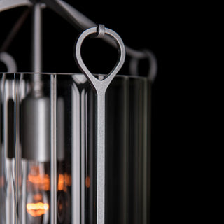 Bow Tall Mini Pendant, Vintage Platinum Finish, Clear Fluted Glass