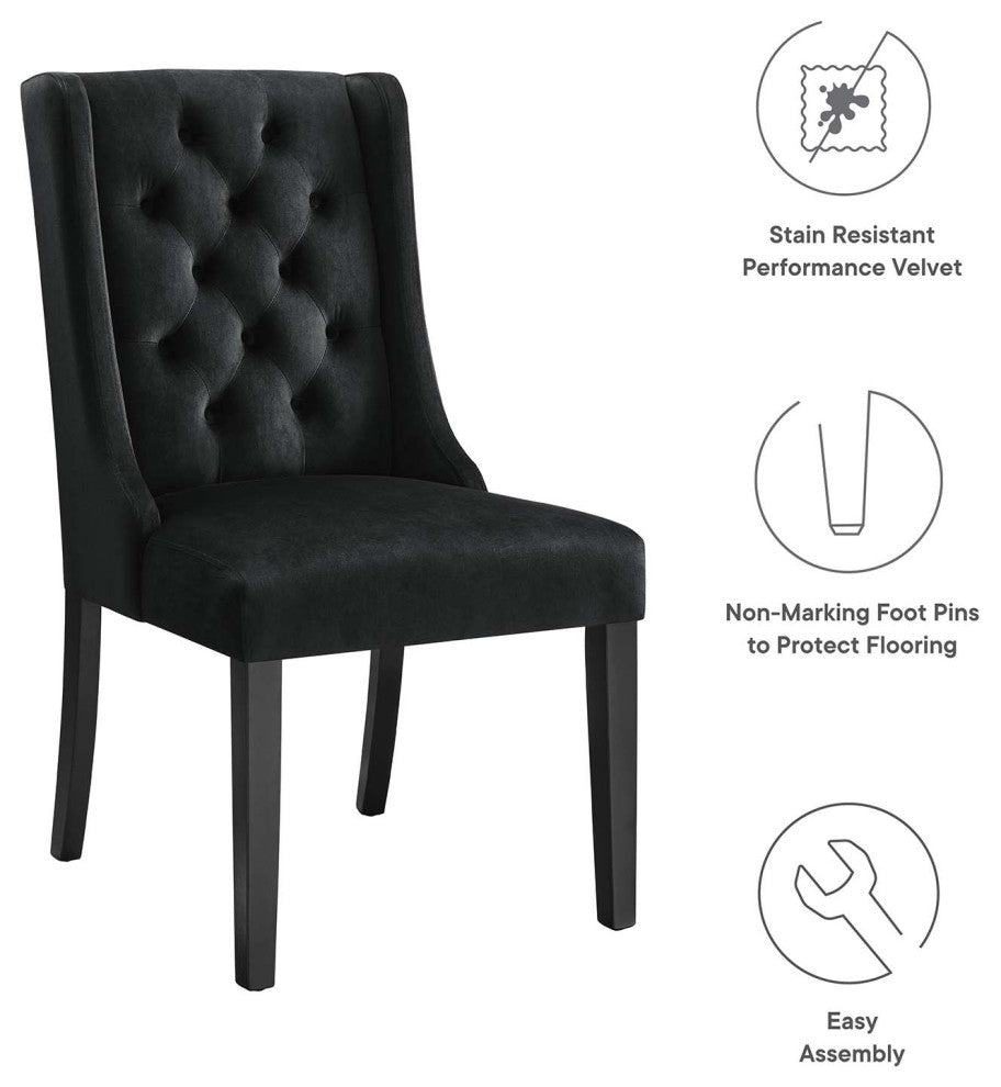 Baronet Performance Velvet Dining Chairs, Set of 2, Black