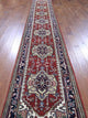 Floral Red Heriz Serapi Hand-Knotted Wool Rug, 3'x16'