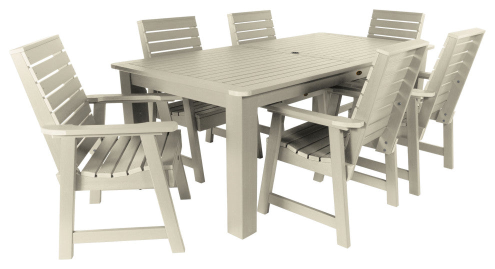 Glennville 7-Piece 42x84 Dining Set, Weathered Acorn, Whitewash