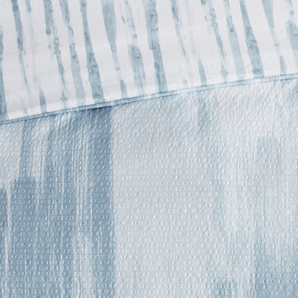 N Natori Reversible Brush Stroke, Blue, King, 4pc Comforter Set