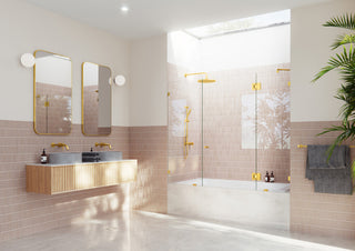 58.25"x71" Frameless 3 Panel Inline Bathtub Shower Door, Satin Brass