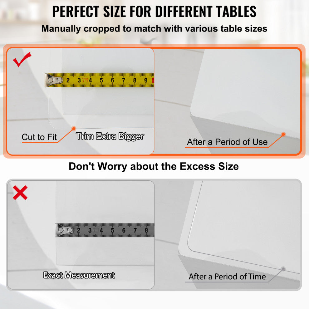 VEVOR 110"X46" Plastic Table Pad Thick Crystal Clear Table Cover PVC Tablecloth