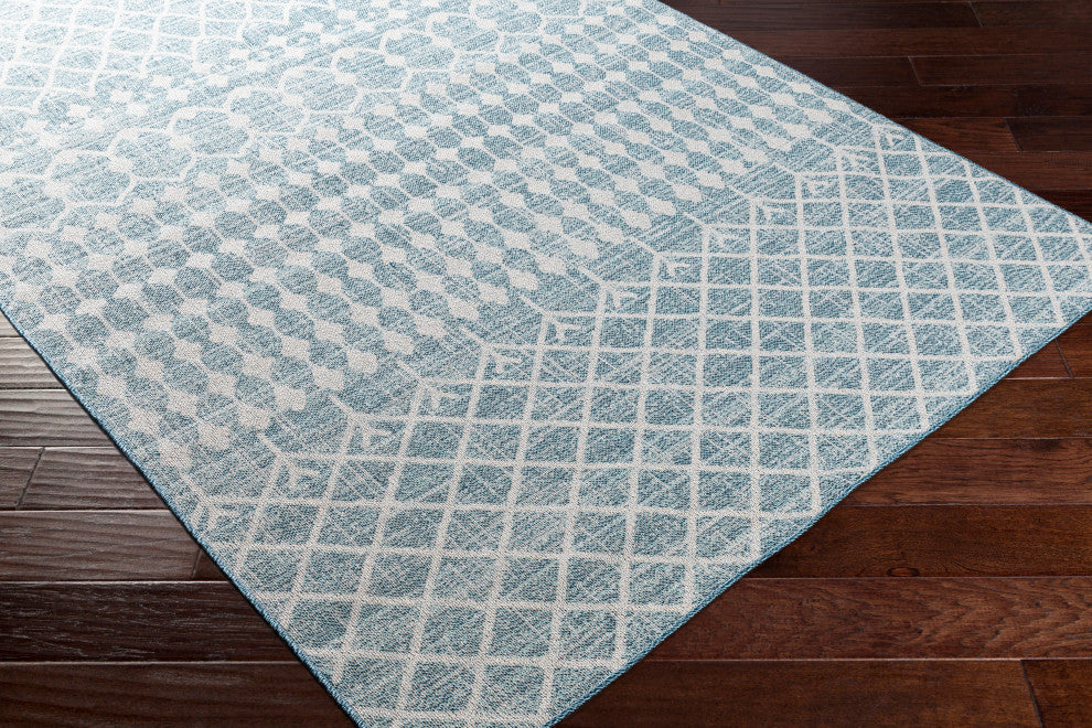 Surya Veranda VRD-2307 6'7"x9' Rug, Dark Blue/Taupe/Ivory