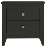 Breeze Four-Legged Modern Bedroom Nightstand, with Two Drawers - Black