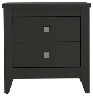 Breeze Four-Legged Modern Bedroom Nightstand, with Two Drawers - Black