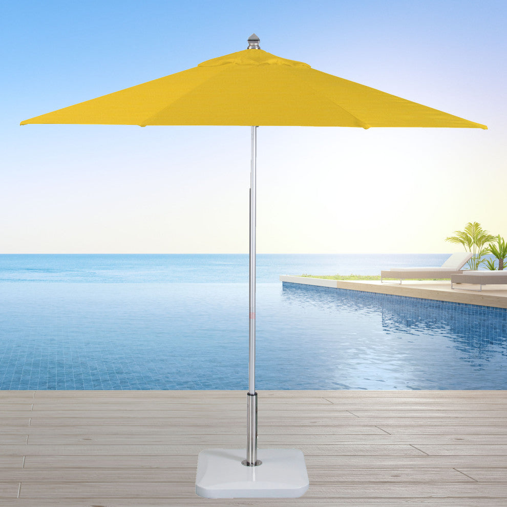 9'  Round Flexibe Commercial Umbrella, Silver, Sunbrella, Sunflower Yellow