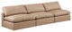 Comfy Upholstered Modular Sofa, Tan, 3-Piece: 3 Armless Chair, Vegan Leather