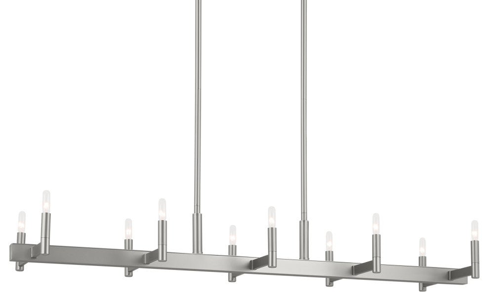 Kichler Erzo 50" 10 Light Linear Chandelier, Satin Nickel, 52614SN