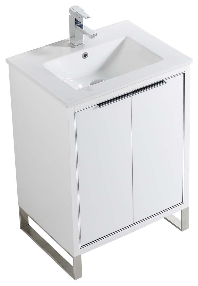 Fine Fixtures Opulence Collection Bathroom Vanity with White Ceramic Sink