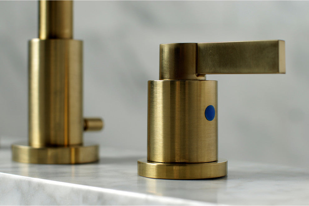 Widespread Bathroom Faucet, Brass Pop-Up, Brushed Brass