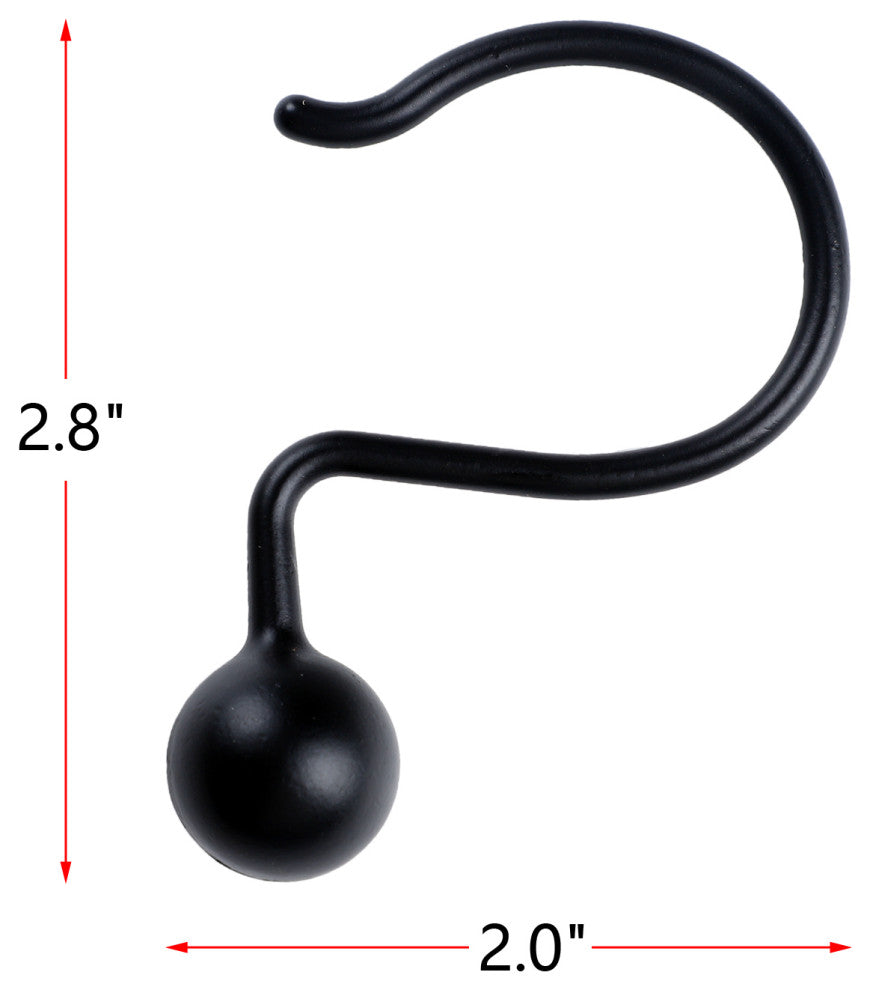 Utopia Alley Shower Hooks - Shower Curtain Rings for Bathroom, Set of 12, Black