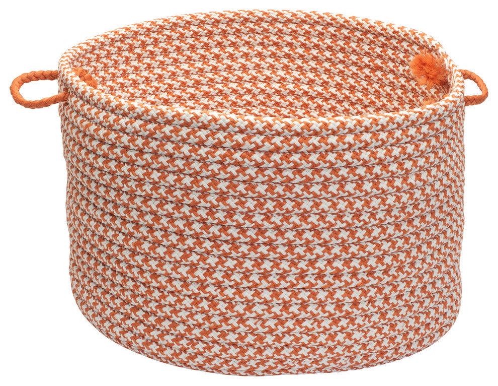 Outdoor Houndstooth Tweed, Orange Utility Basket, 18"X12"