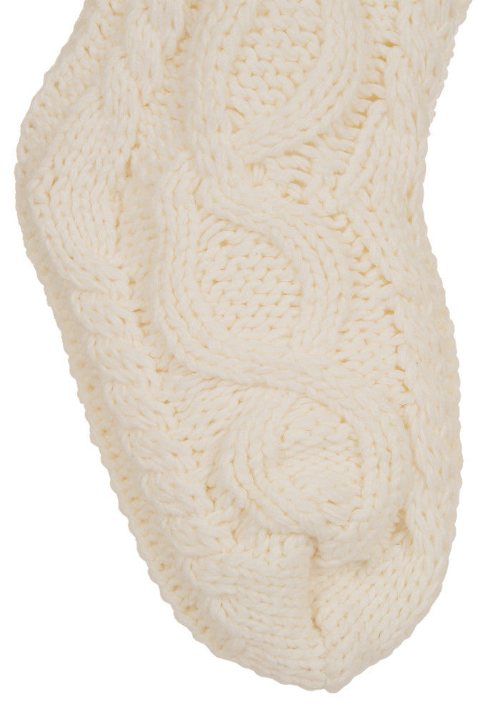 2-Pack 24"L Knitted Polyester Christmas Stocking With Pom Pom Ball, White